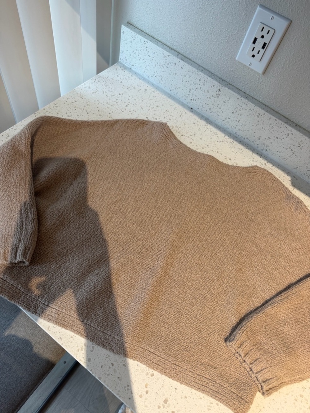 Abercrombie & Fitch Tan Off-the-Shoulder Cropped Knitted Sweater